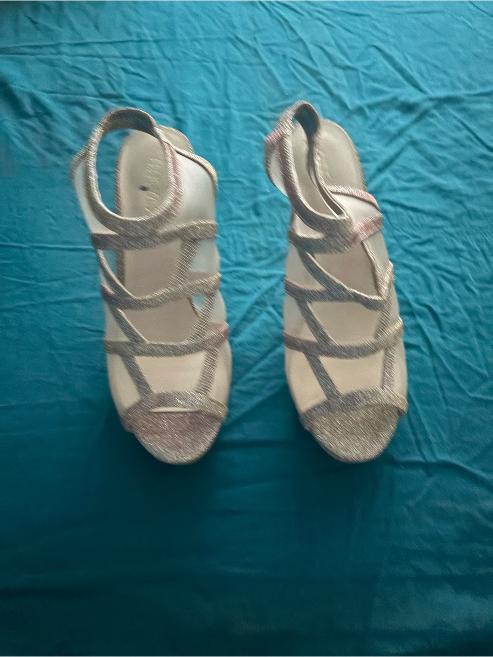 Nine West Pink Glitter Multicolor Strappy Heels - Picture 4 of 4
